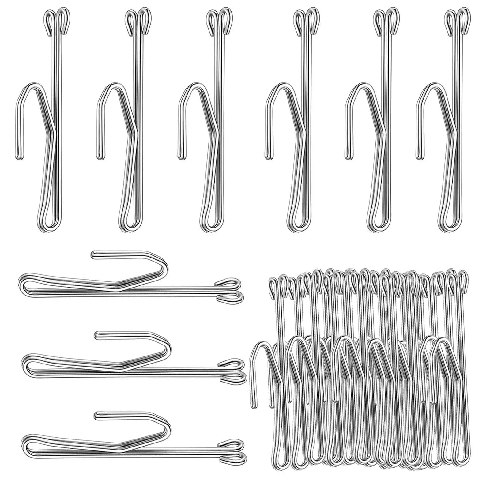 50 Slip on Drapery Hooks Metal Curtain Hooks Stainless Steel Curtain Pleat Hooks Slip on Drapery Hook Pins Curtain Hangers for Window Curtain Door Curtain Bathroom Curtain