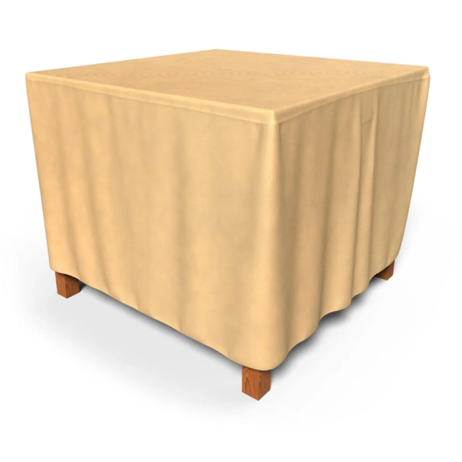 Budge P4A05SF1 All Seasons Square Patio Table / Ottoman Cover Lightweight, UV-Resistant, Small, Tan