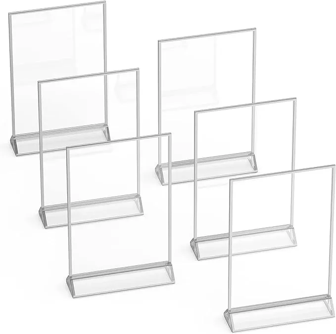 Double-Sided Silver Picture Frame Set - 6 Pack