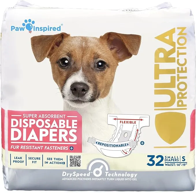 Paw Inspired Ultra Protection Female Disposable Dog Diapers Bulk Small