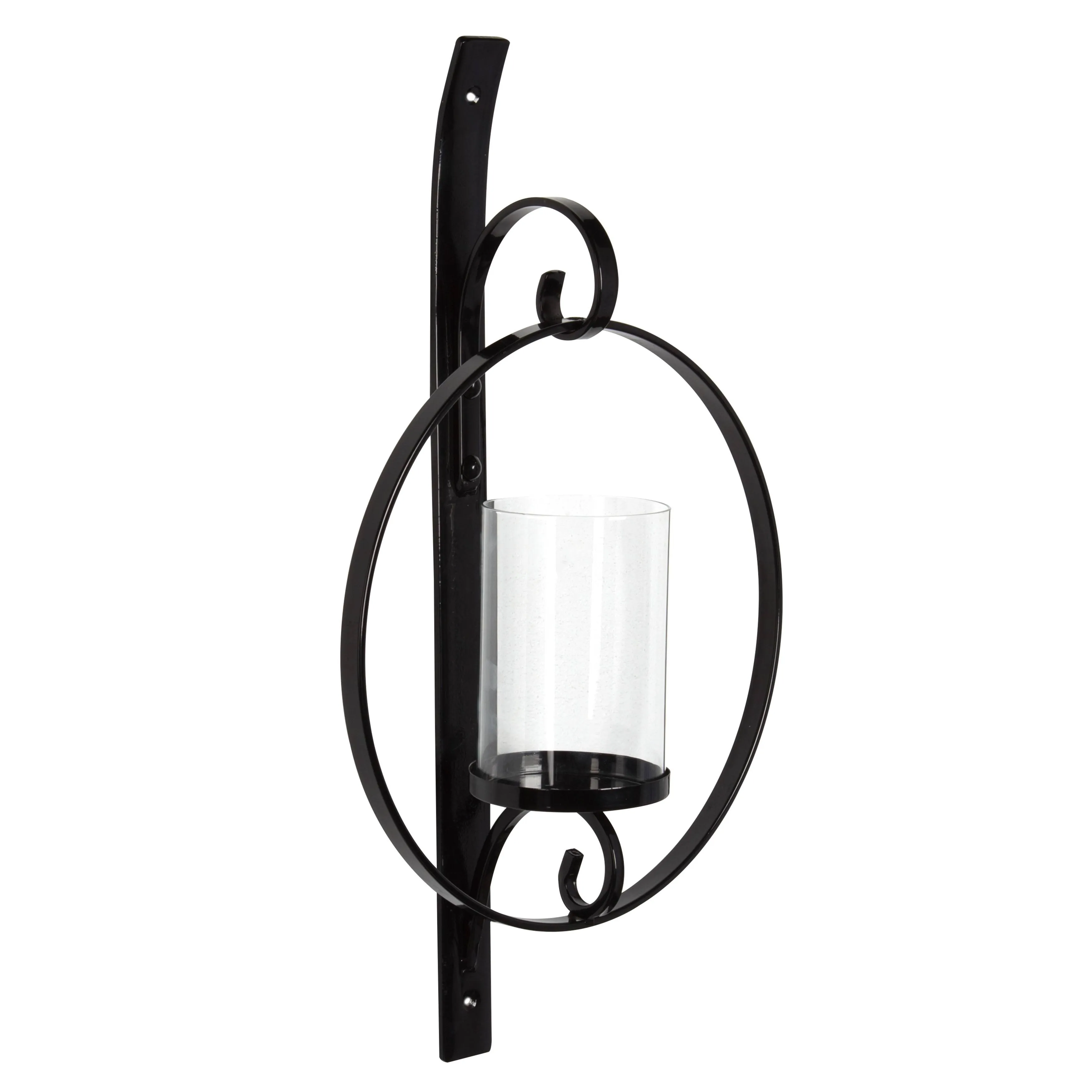 Kate and Laurel Doria Metal Wall Candle Holder Sconce, Black