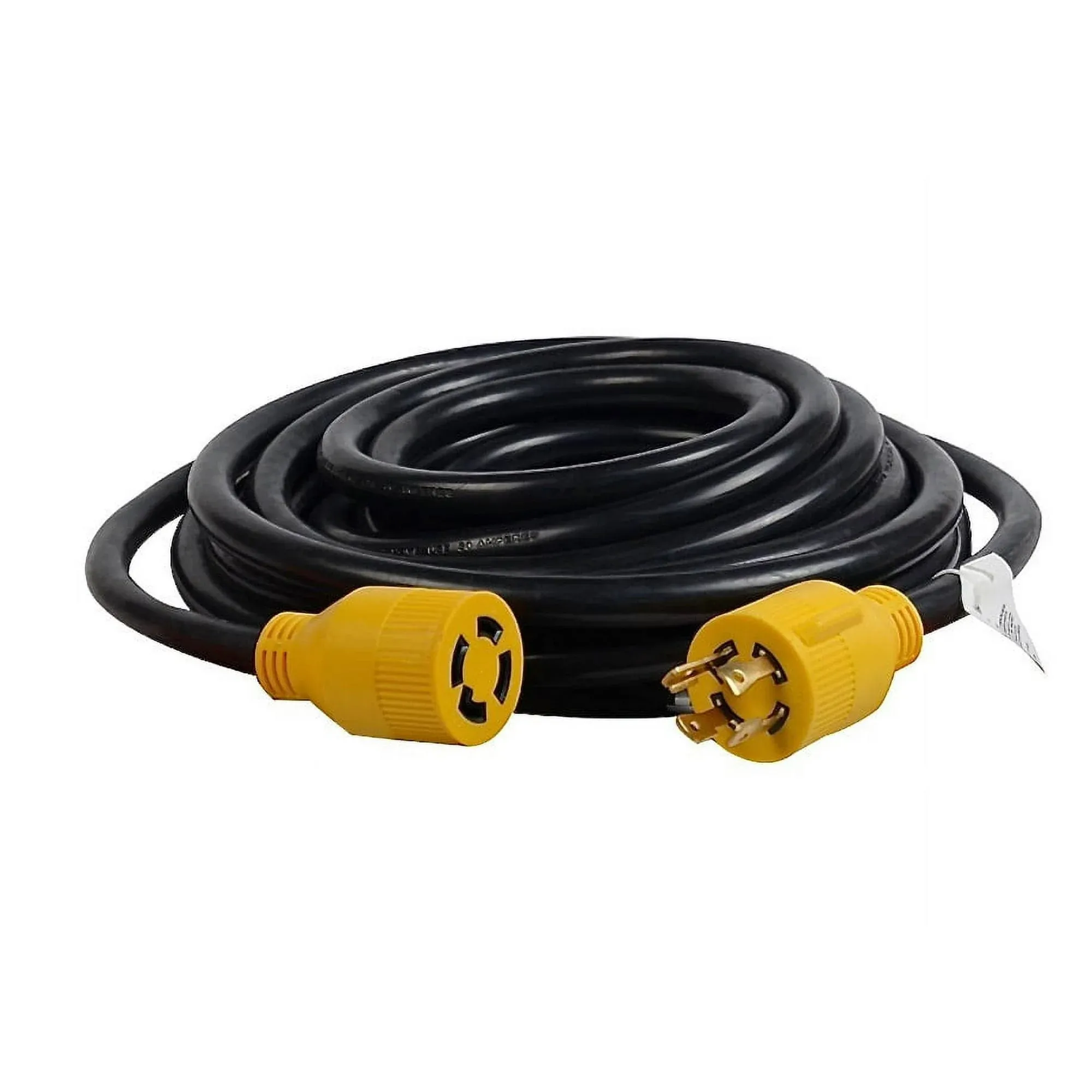 Maxworks 80841 25 Ft. Heavy Duty 4-Prong Twist Lock 125V/250V, Black And Yellow