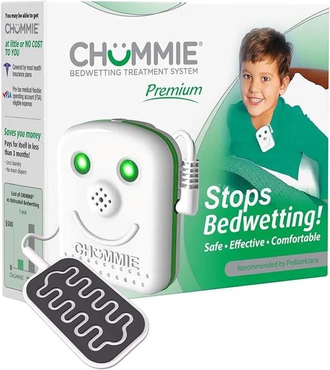 Chummie Premium Bedwetting Alarm for Deep Sleepers - Award Winning, Clinically Proven System with Loud Sounds, Bright Lights and Strong Vibrations, Green