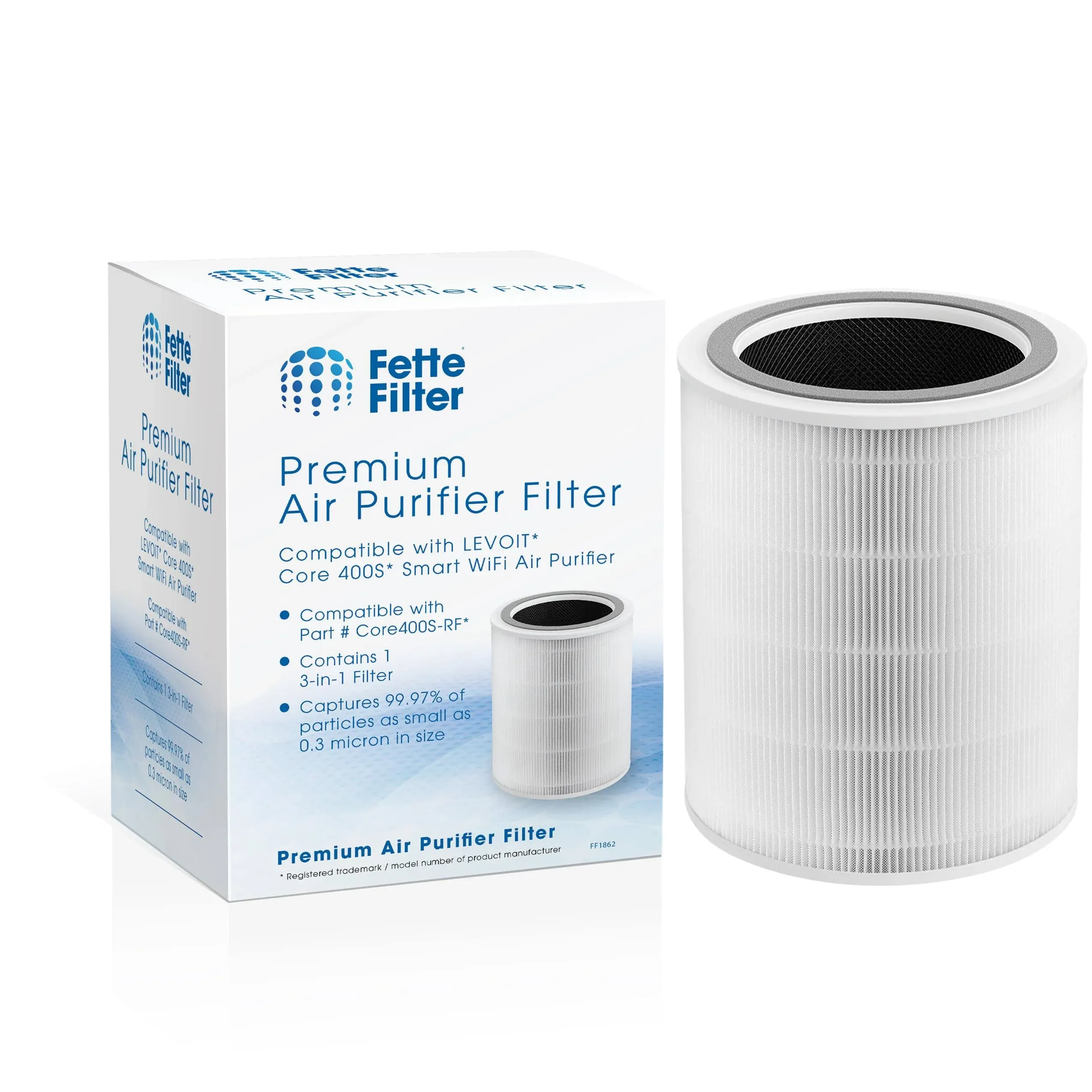 400S 3-Stage Replacement H13 True Hepa Filter Compatible with Levoit Core 400S Smart Air Purifier (white & red) and PlasmaPro 400S Smart Air Purifier Part # Core 400S-RF/LRF-C401S-WUS (2QTY)