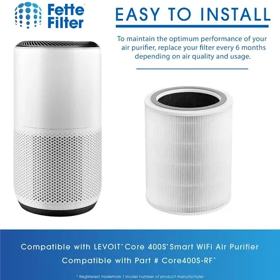 Fette Filter - 400s True HEPA H13 Replacement Filter Compatible with Levoit Core 400s Smart WiFi Air Purifier Part number#co