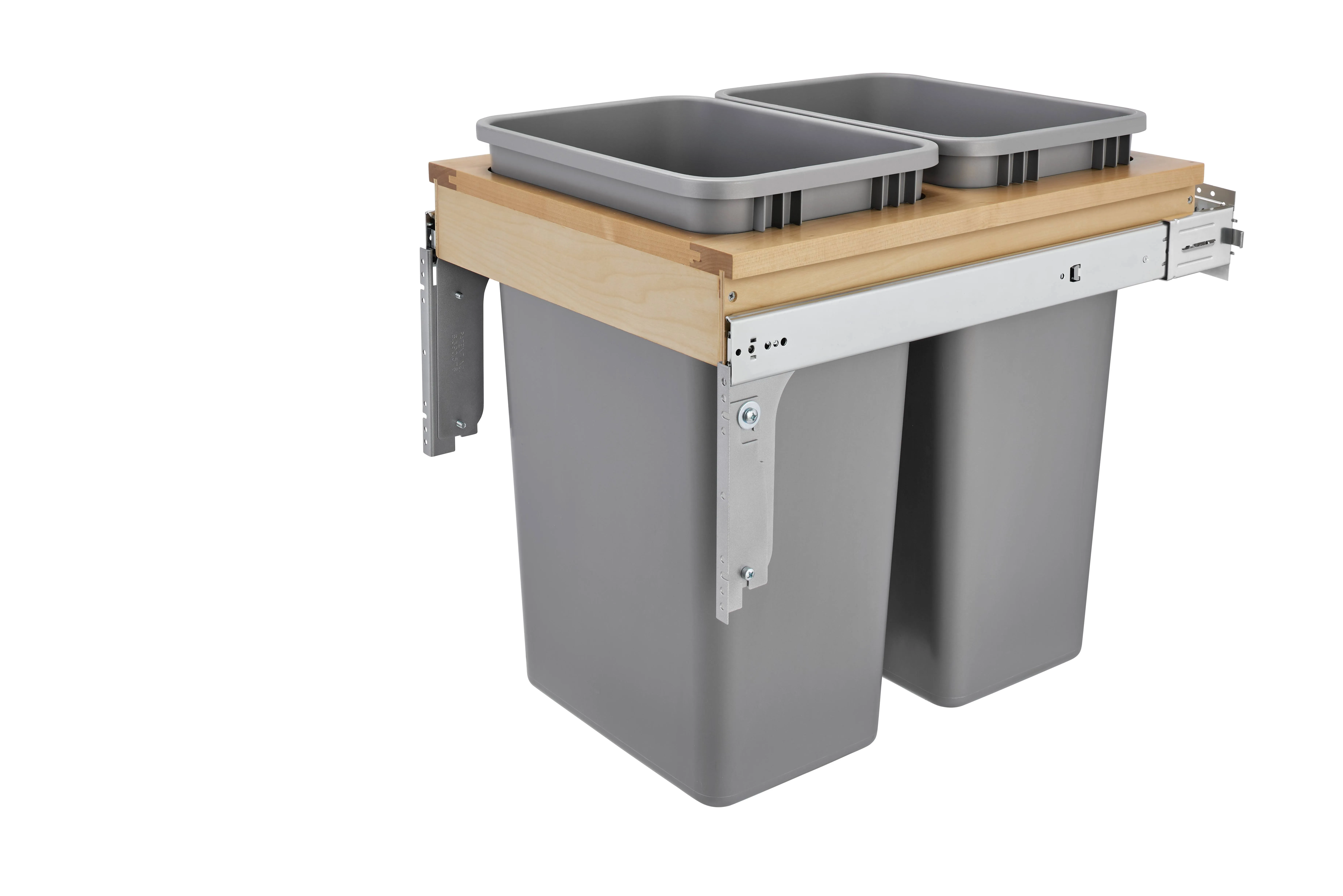 Rev-A-Shelf 4WCTM-2150BBSCDM-2 Double Soft-Close 50-Quart Top Mount Waste Container, Gray