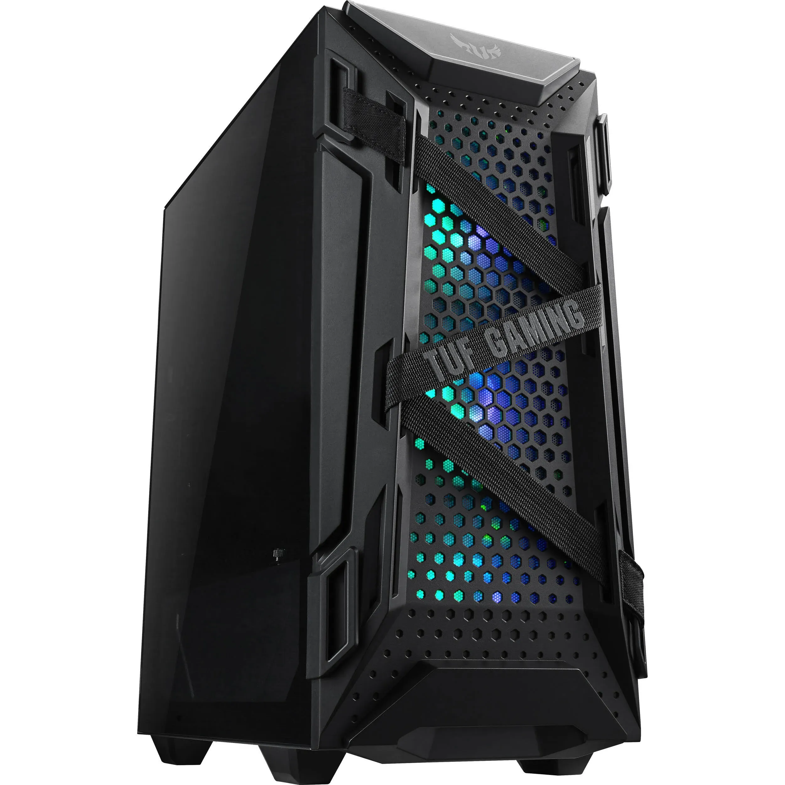 ASUS TUF Gaming GT301 Mid-Tower Compact Case for ATX Motherboards with honeycomb Front Panel, 120mm AURA Addressable RBG fans, headphone hanger, and 360mm radiator support, 2 x USB 3.2