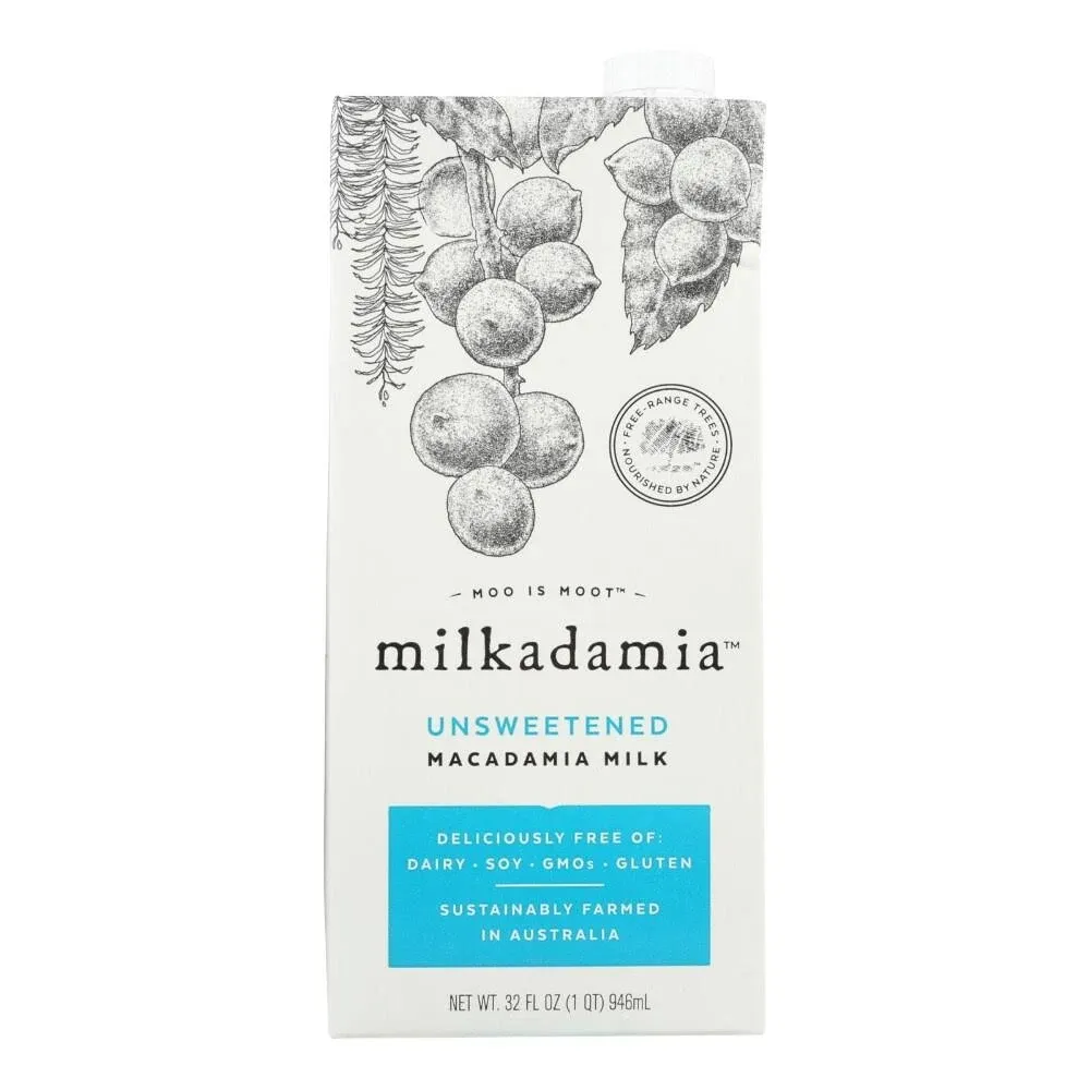  Leche De Macadamia - Sin Azucar - 32 Fl Oz (Paquete De 6) - Sin Lactosa Mi