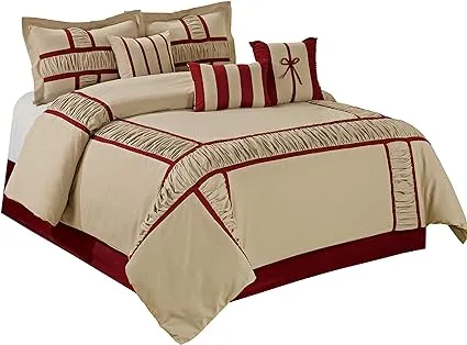 7 Piece Hypoallergenic Microfiber Ruffle and Patchwork Comforter Set-MARMA