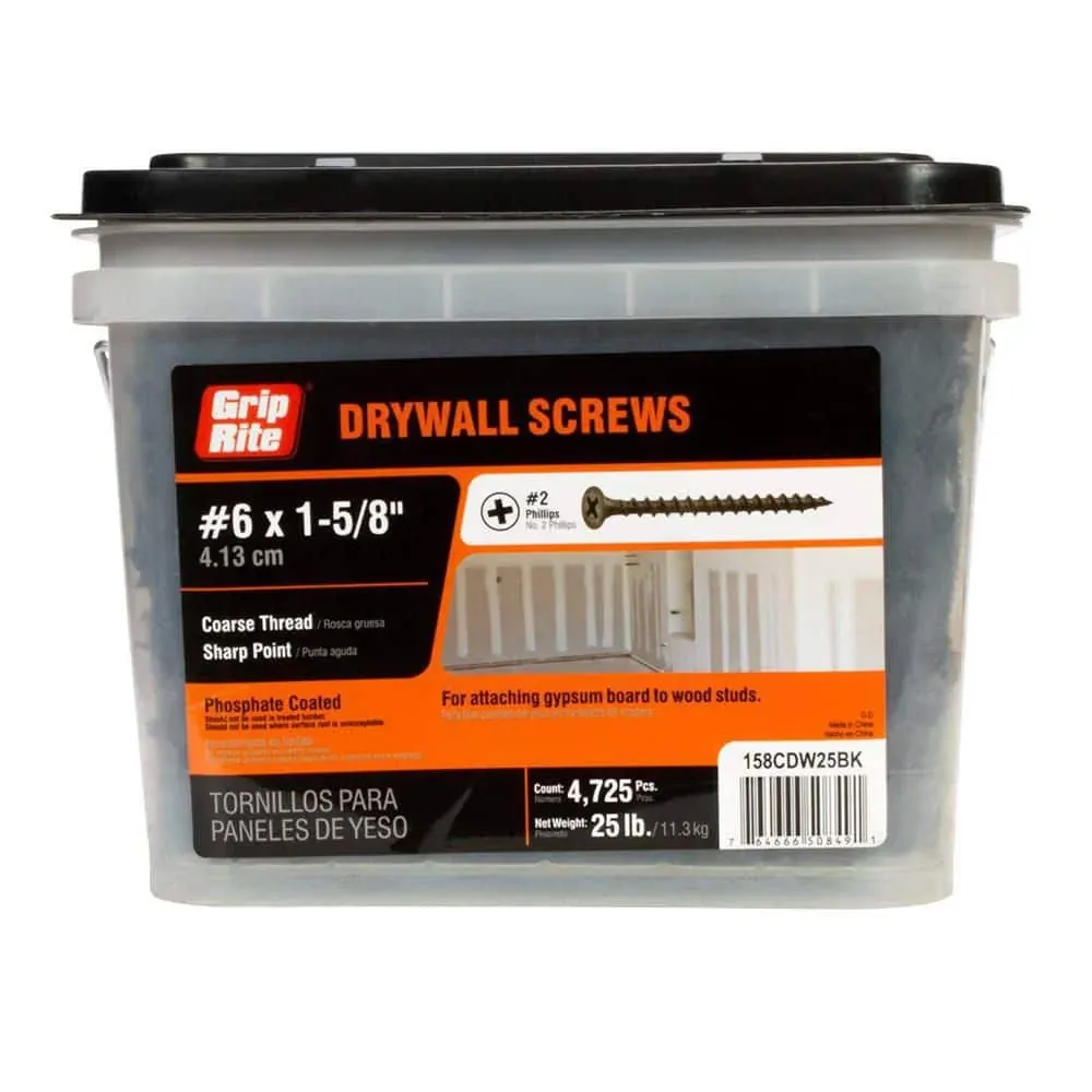 Grip-Rite #6 x 1-5/8-in Bugle Coarse Thread Drywall Screws (25-lb)