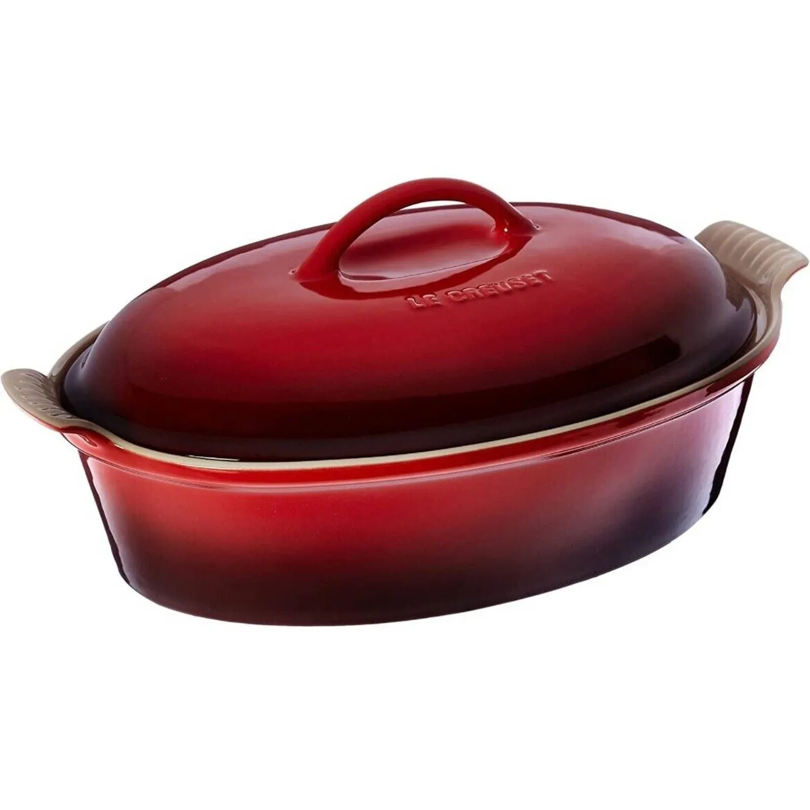 Le Creuset Stoneware Heritage Covered Oval Casserole, 4 qt. (14"), Cerise