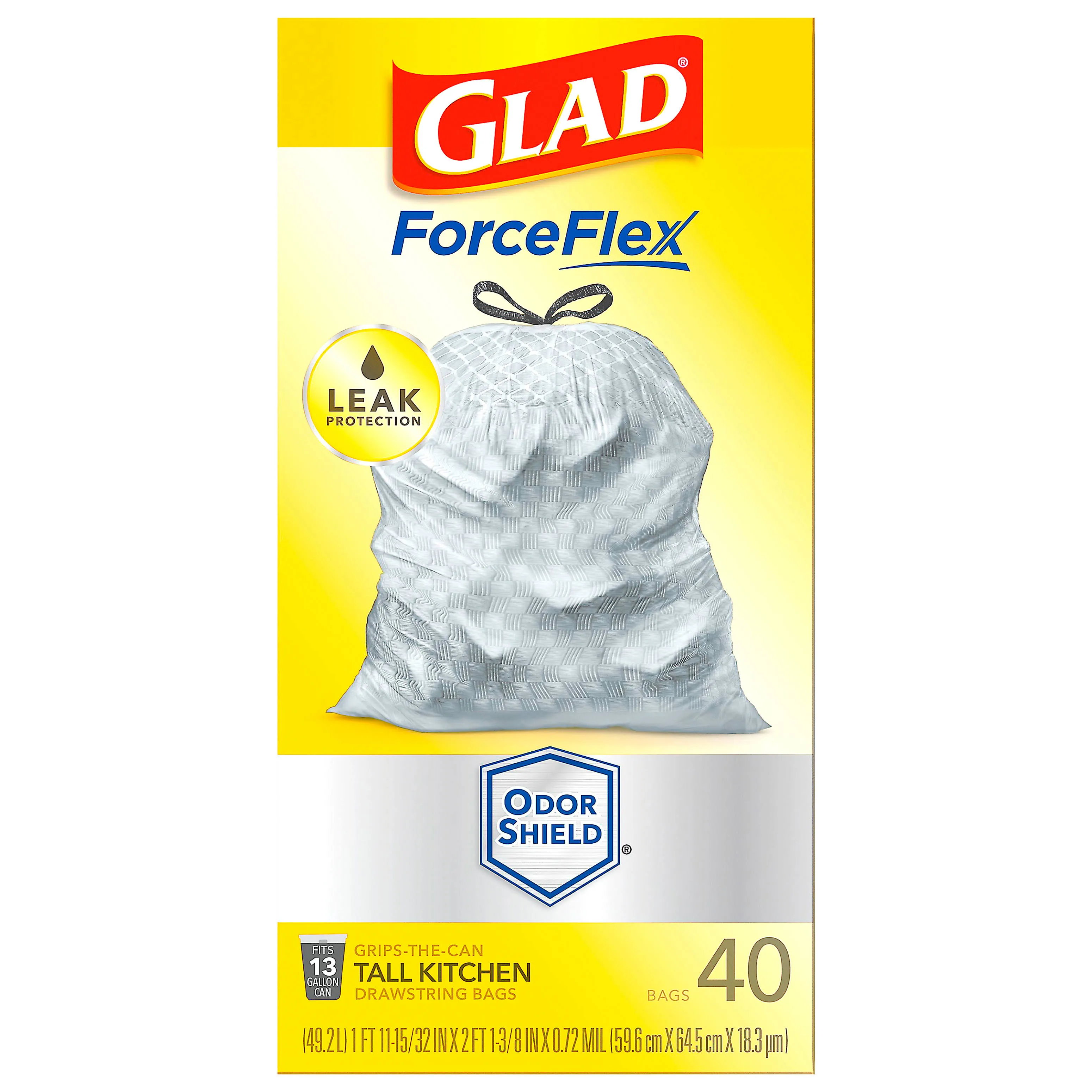 Glad ForceFlex Tall Kitchen Drawstring Trash Bags