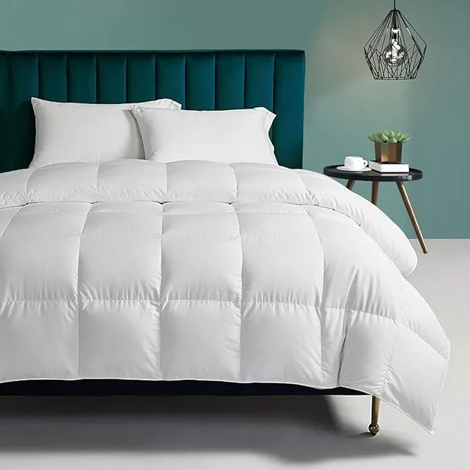 TopGreen Organic Goose Feather Down Comforter King, All-Season Duvet Insert ...