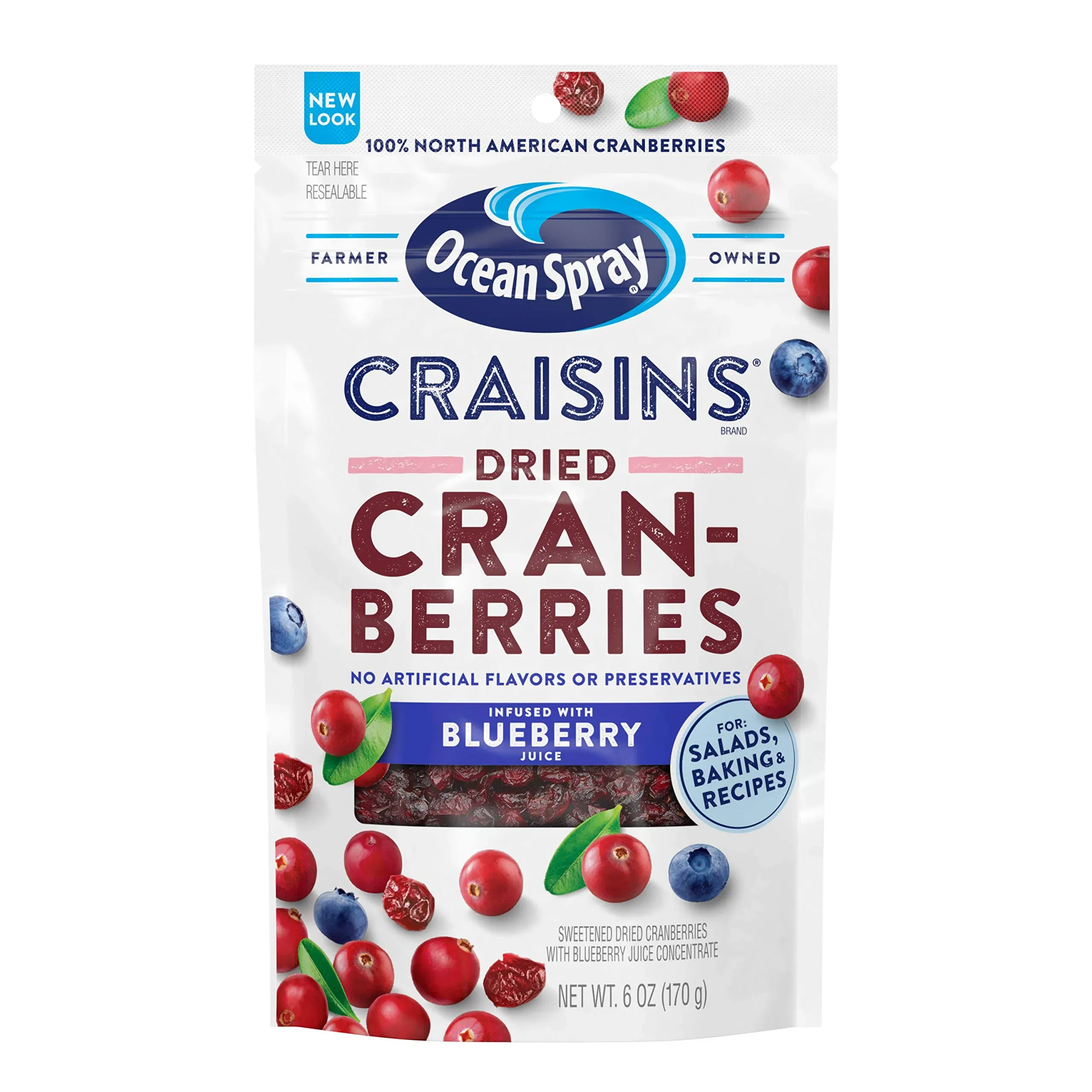 Ocean Spray Craisins Dried Cranberries, Blueberry, 6 Ounce (Pack of 12)