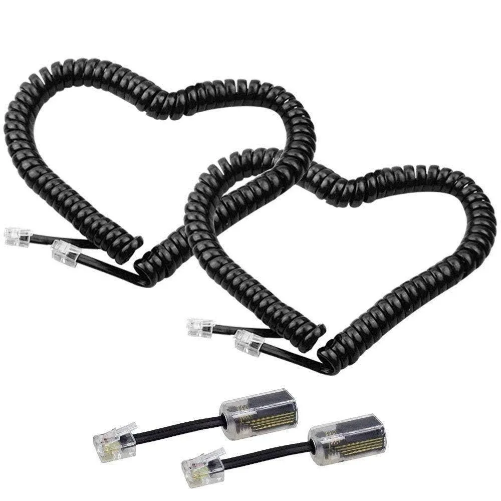 Telephone Cord Detangler Lovk 2 Pack 13ft Uncoiled / 2ft Coiled Telephone Handset ...