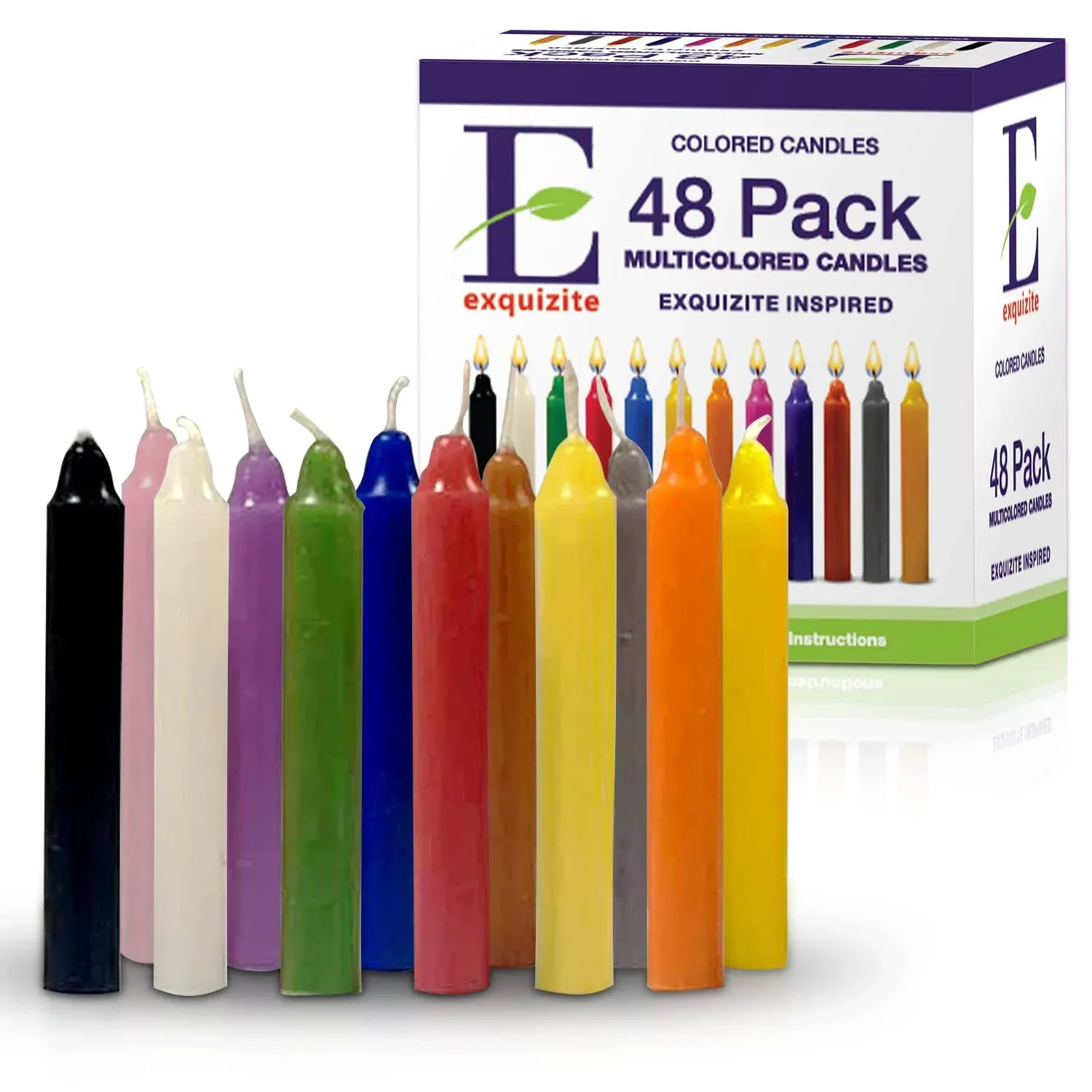 Spell Candles 48 Pack 4&#034; Tall x 1/2&#034; Dia, Hidden Wicks, 12 Colors 4 Mini Candles