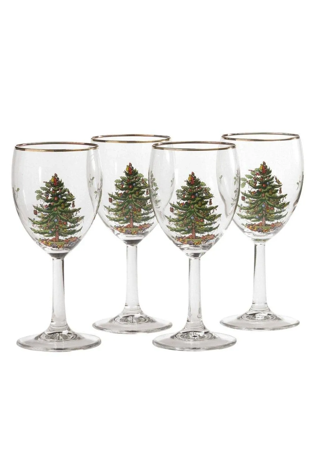 Spode Christmas Tree Wine Glasses Set of Four 13 OZ