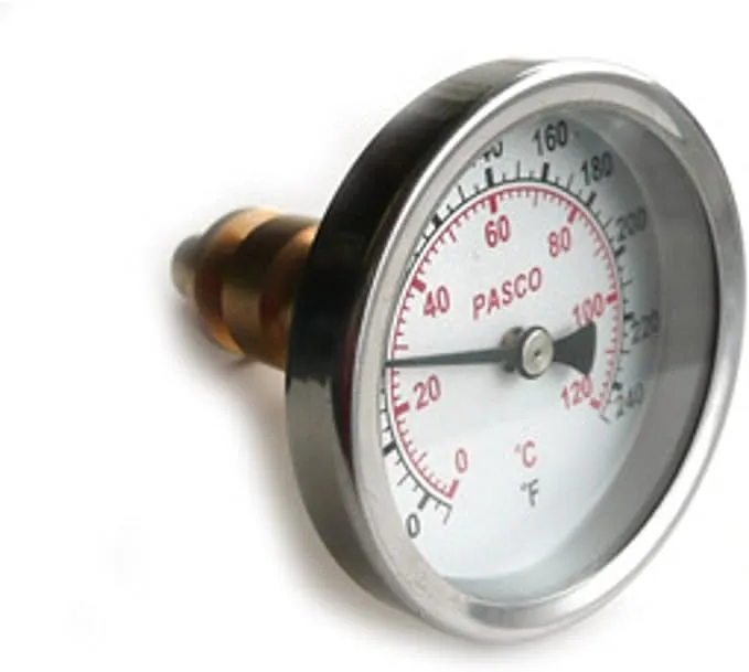 Pasco 1449 Dial Thermometer with Brass Well with 2.5-Inch Face