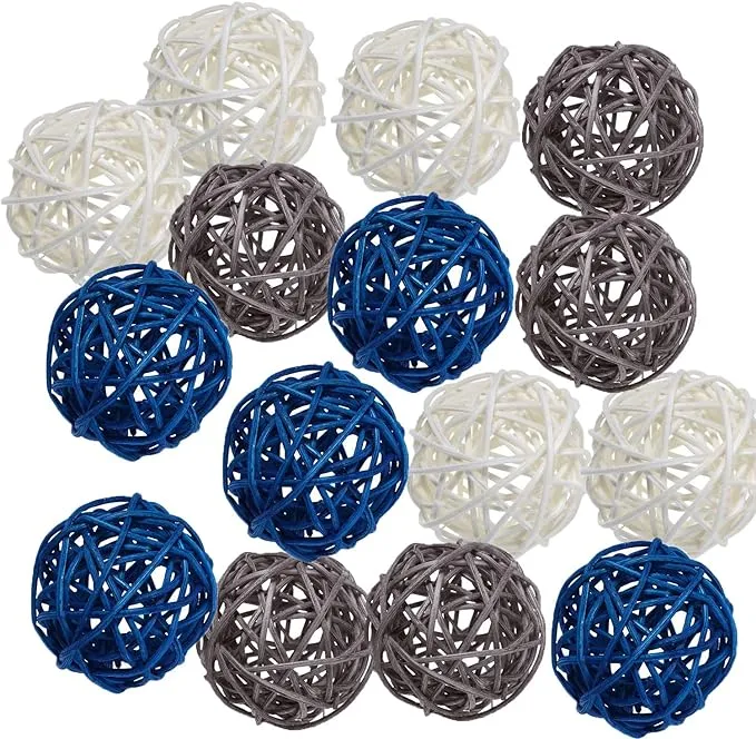 15pcs Big Wicker Rattan Balls -Mixed 3 Colors Decorative Balls for Bowls, Vas...