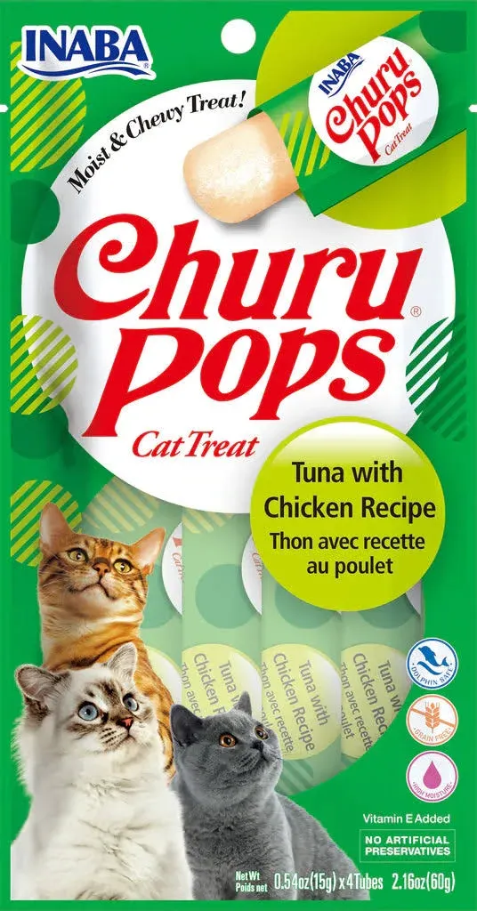 Inaba Churu Pops Moist and Chewy Cat Treat Tuna with Chicken Recipe 24 Tubes