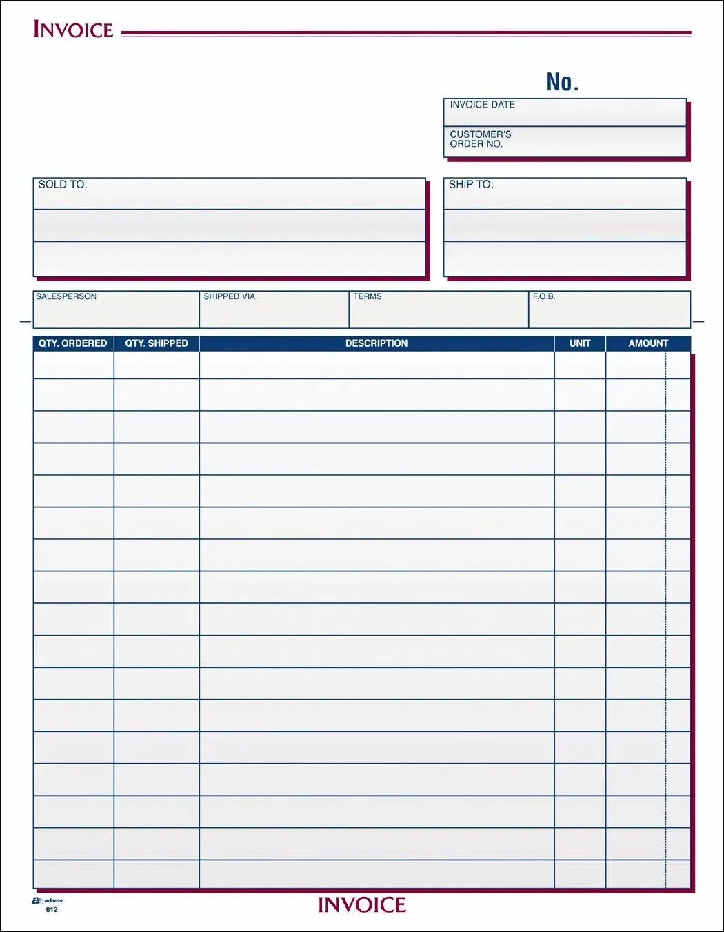 Adams Invoice Unit Set, 8.5 x 11.44 Inch, 3-Part, Carbonless, 100-Pack, White...