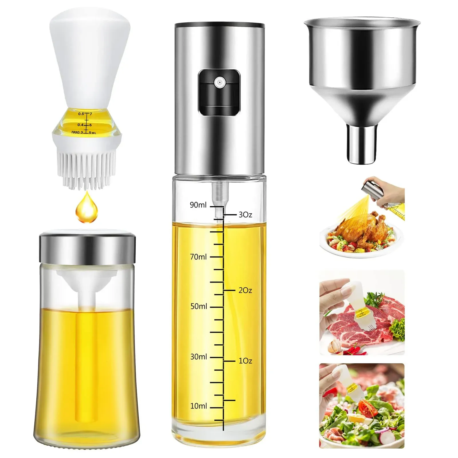 Generic Olive Oil Sprayer and Dispenser with Silicone Brush for Cooking, Spray ...