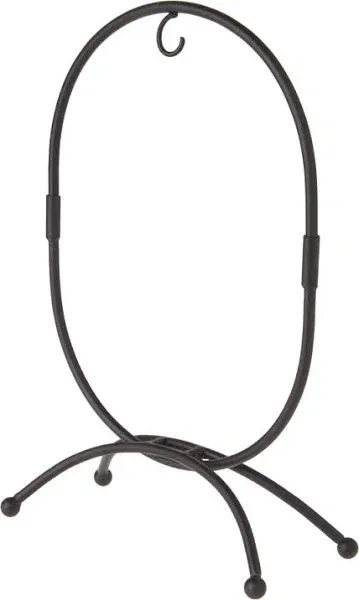 Bard&#039;s Oval Shaped Black Wrought Iron Ornament Stand, 11&#034; H x 7.25&#034; W x 7.25&#034; D