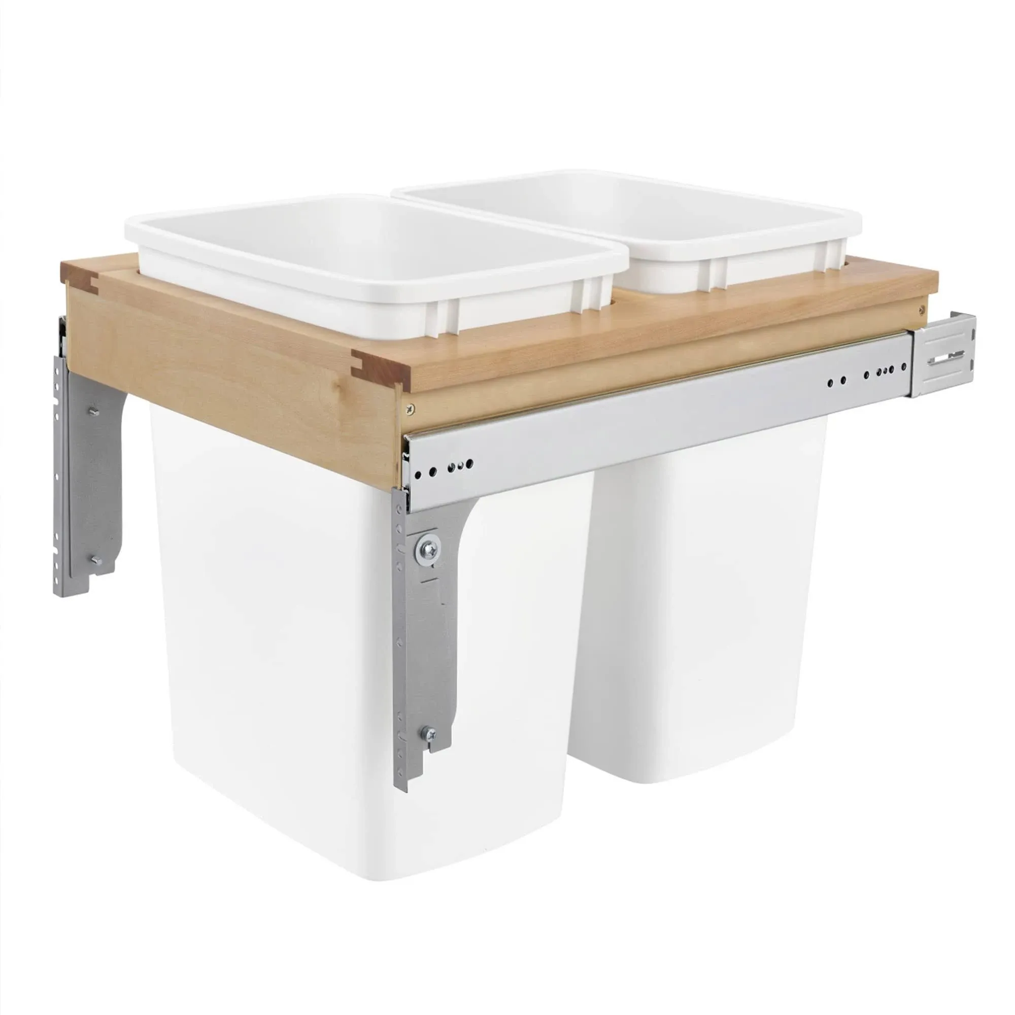 Rev-A-Shelf 4WCTM-2150DM-2 Double 50-Qt Top Mount Pullout Waste Container, White