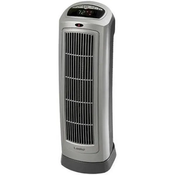 Lasko 1500W Digital Ceramic Space Heater with Remote, 755320, Silver