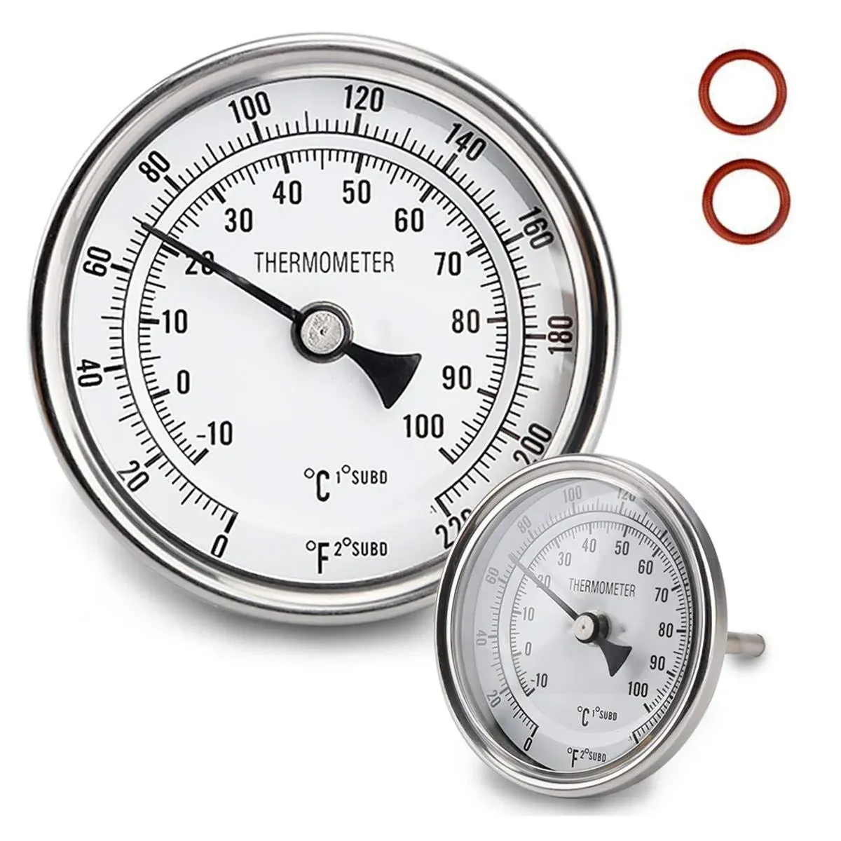 Dial Thermometer Stainless Steel Thermometer for Home Brewing 1/2 NPT Kettle ...