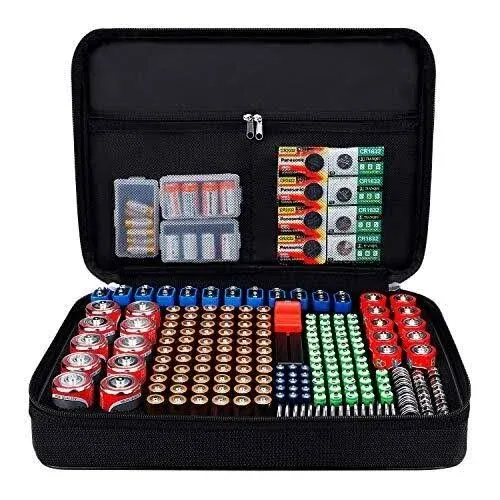 Battery Organizer Fireproof Battery Organizer Storage Case with Tester Battery B