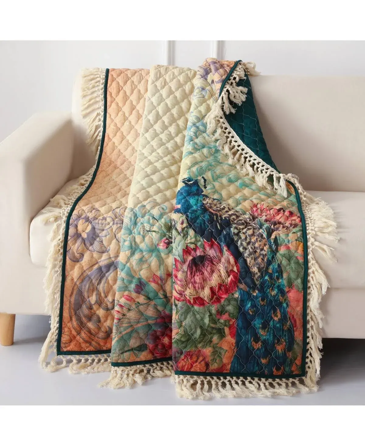 Barefoot Bungalow Eden Peacock Quilted Throw Blanket