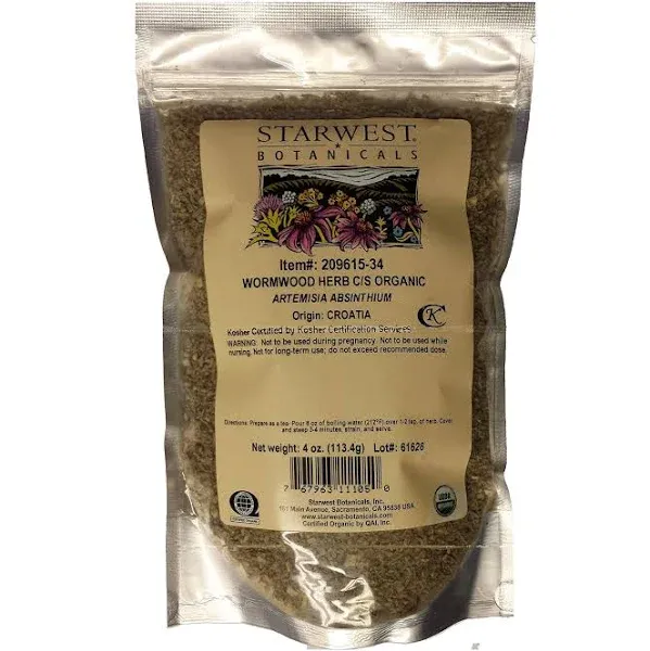 Starwest Botanicals Wormwood Herb C/S Organic 4 oz