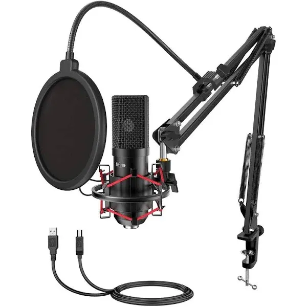 FIFINE T732 USB Microphone Kit with 16mm Capsule, Arm Stand, Shock Mount, Pop ...