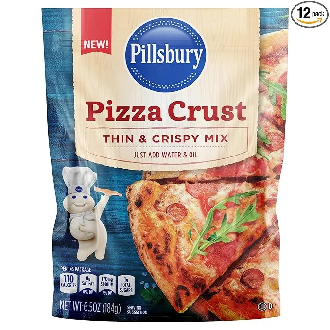 Pillsbury Thin and Crispy Pizza Crust Mix, 6.5-Ounce (Pack of 12)