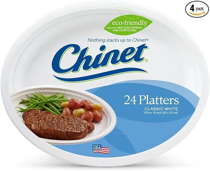 Chinet Premium 10-Inch Platters, 24-Count Packs (Pack of 4)