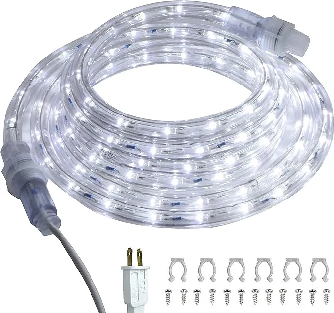 10 ft LED Rope Lights, 108 LED Connectable and Flexible Tube Lights,Rope Lights for Bedroom,Garden,Patio,Deck,Backyard,Kitchen,Christmas Decoration(White)