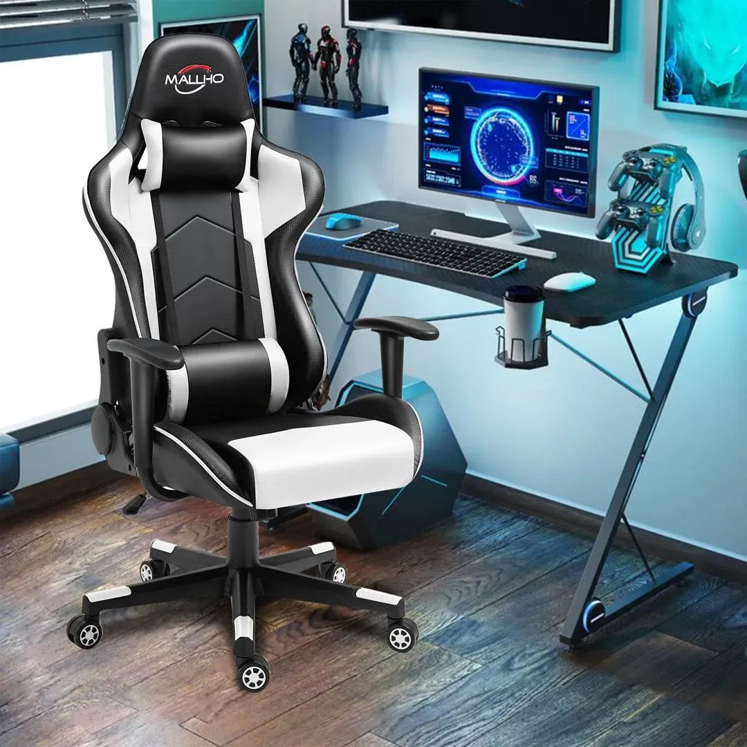 Polar Aurora Gaming Chair Racing Style High-Back PU Leather Office Chair Computer ...