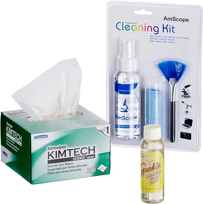 Amscope CLS-CKI-KIM Microscope and Camera Cleaning Kit for Lenses, Body and TV or ...