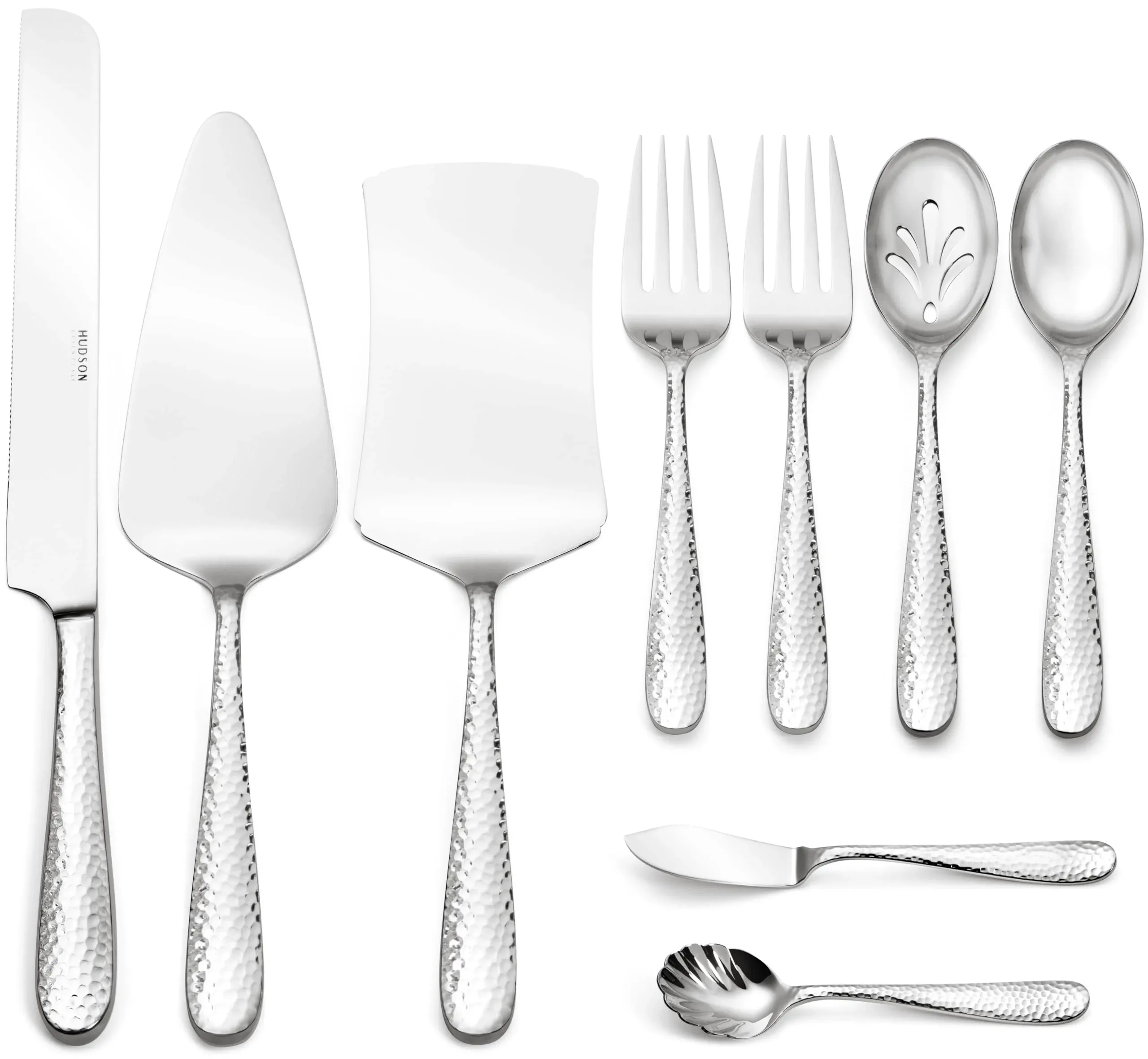 Hudson Essentials 9-Piece Stainless Steel Hammered Flatware Set