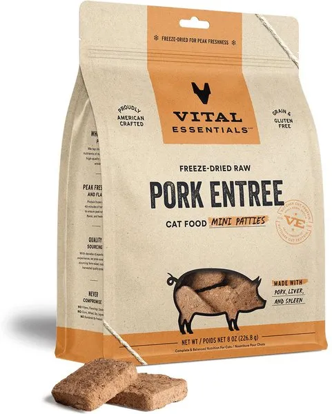 Vital Essentials Freeze-Dried Pork Entree Cat Food Mini Nibs