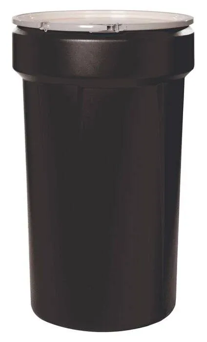 Eagle Manufacturing 1655MBLK 55 Gallon Black Plastic Barrel Drum with Metal Lever ...