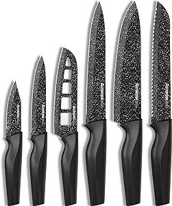 6 Piece Kitchen Knife Set, High Carbon German Stainless Steel Knives Ultra Sharp