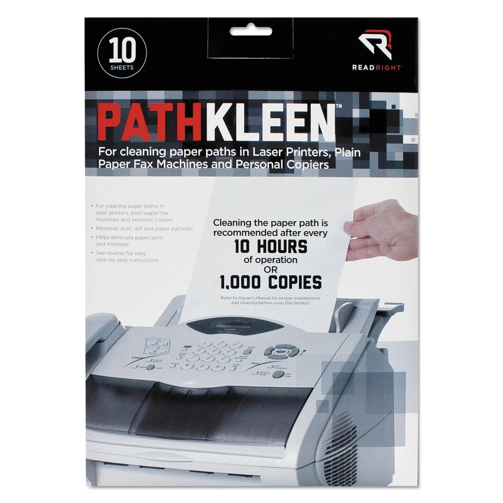 Read Right Pathkleen Laser Printer Cleaning Sheets - 10 pack