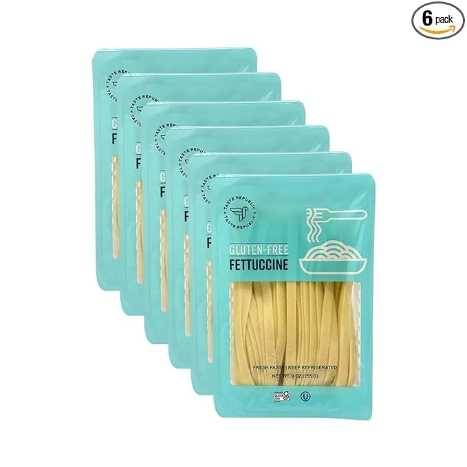 Gluten-Free Pasta, Fettuccine, Fresh Brown Rice Noodles Cook in Just 3 Minutes by Taste Republic, Frozen, 9oz (6 pack)