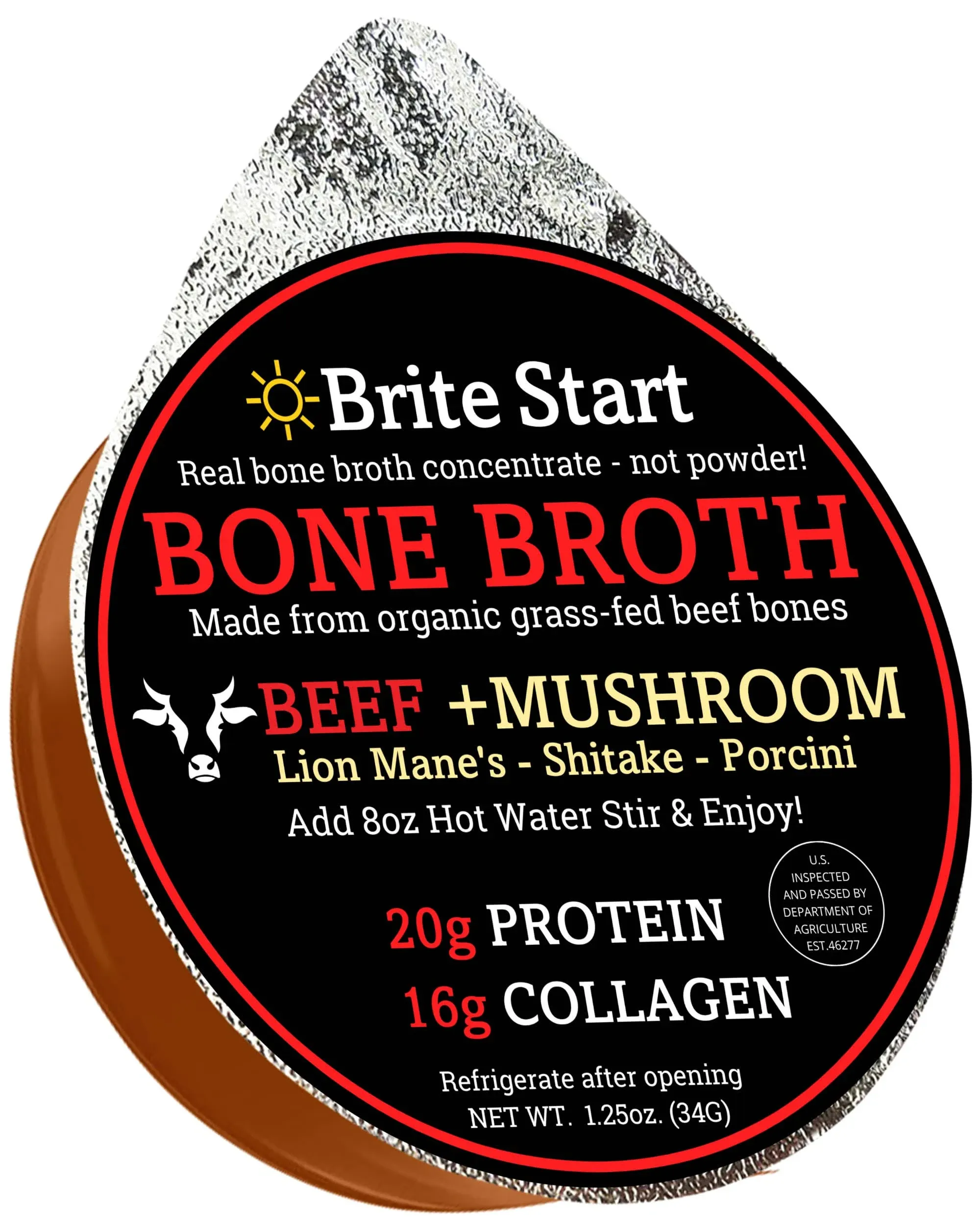 Brite Start Bone Broth - Chicken + Miso - 12 Count - Keto Friendly Concentrate ...