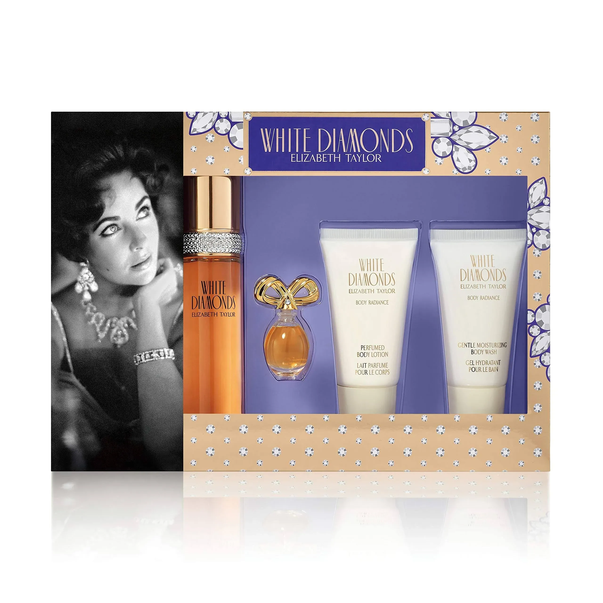 WHITE DIAMONDS by Elizabeth Taylor 4 Piece Gift Set with 1.7 EDT SPRAY for Women