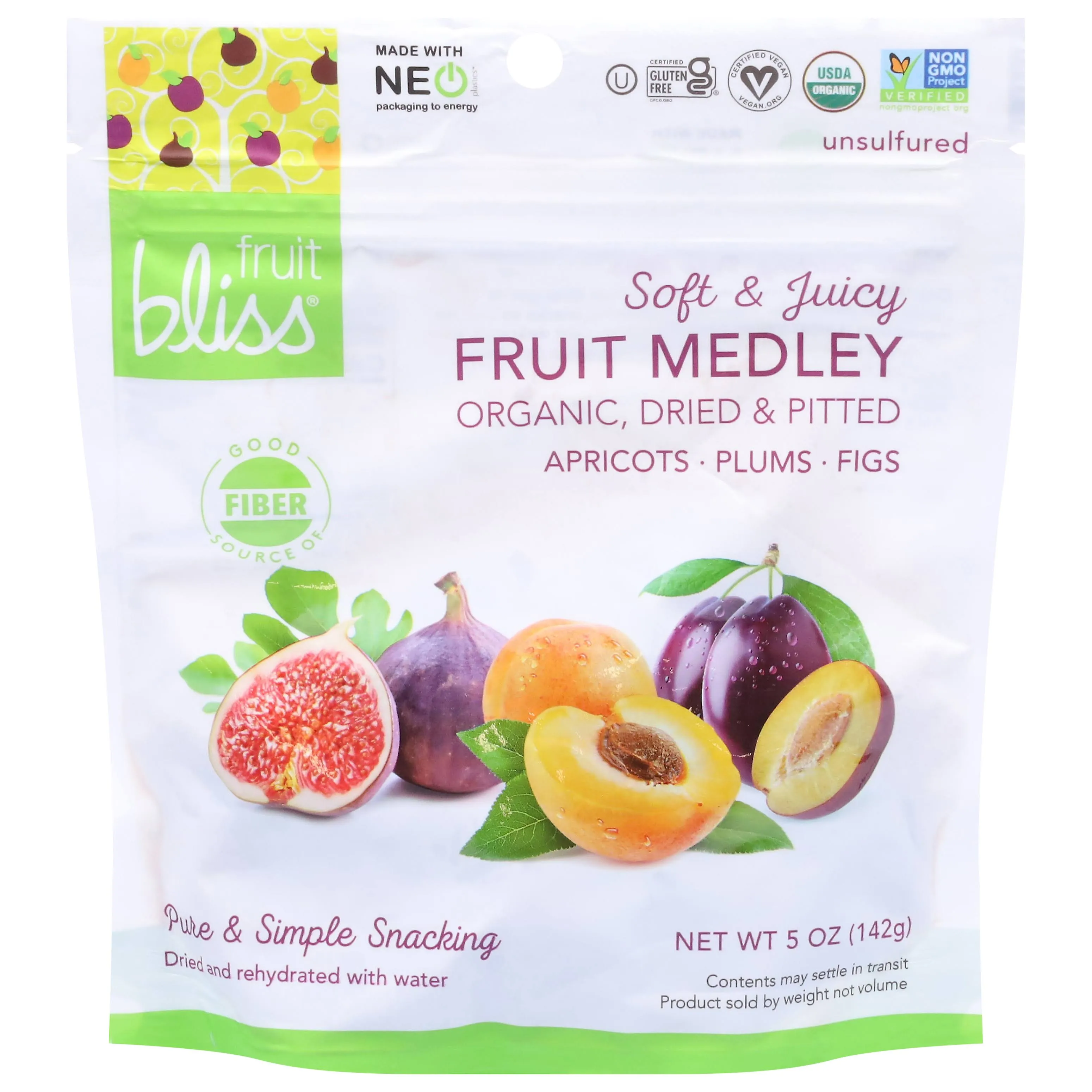 Fruit Bliss Organic Fruit Medley, Apricot, Fig & Plum - 5 oz bag