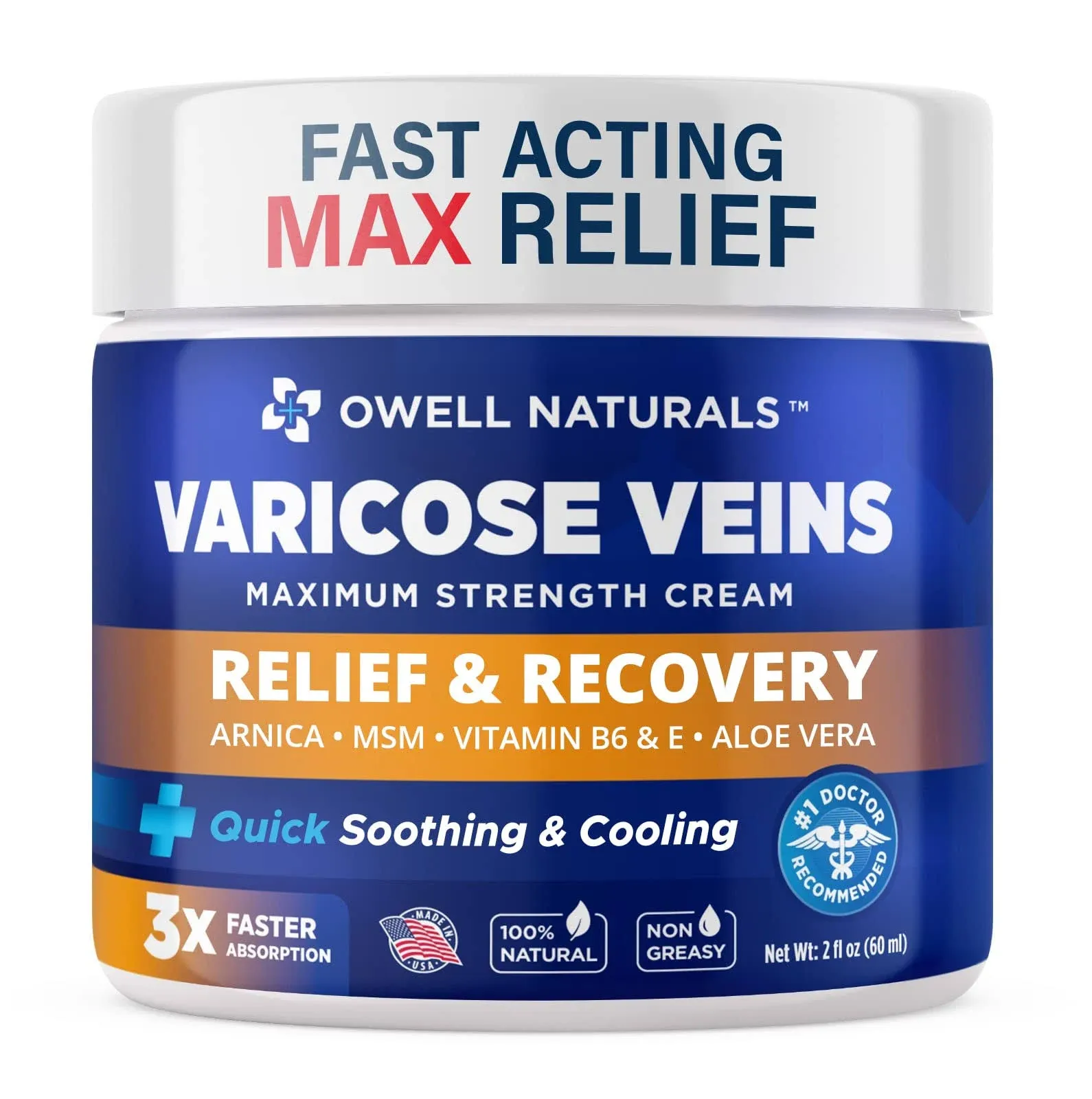 Owell Naturals Varicose Vein Cream for Legs - 2oz - Maximum Strength All Natural ...