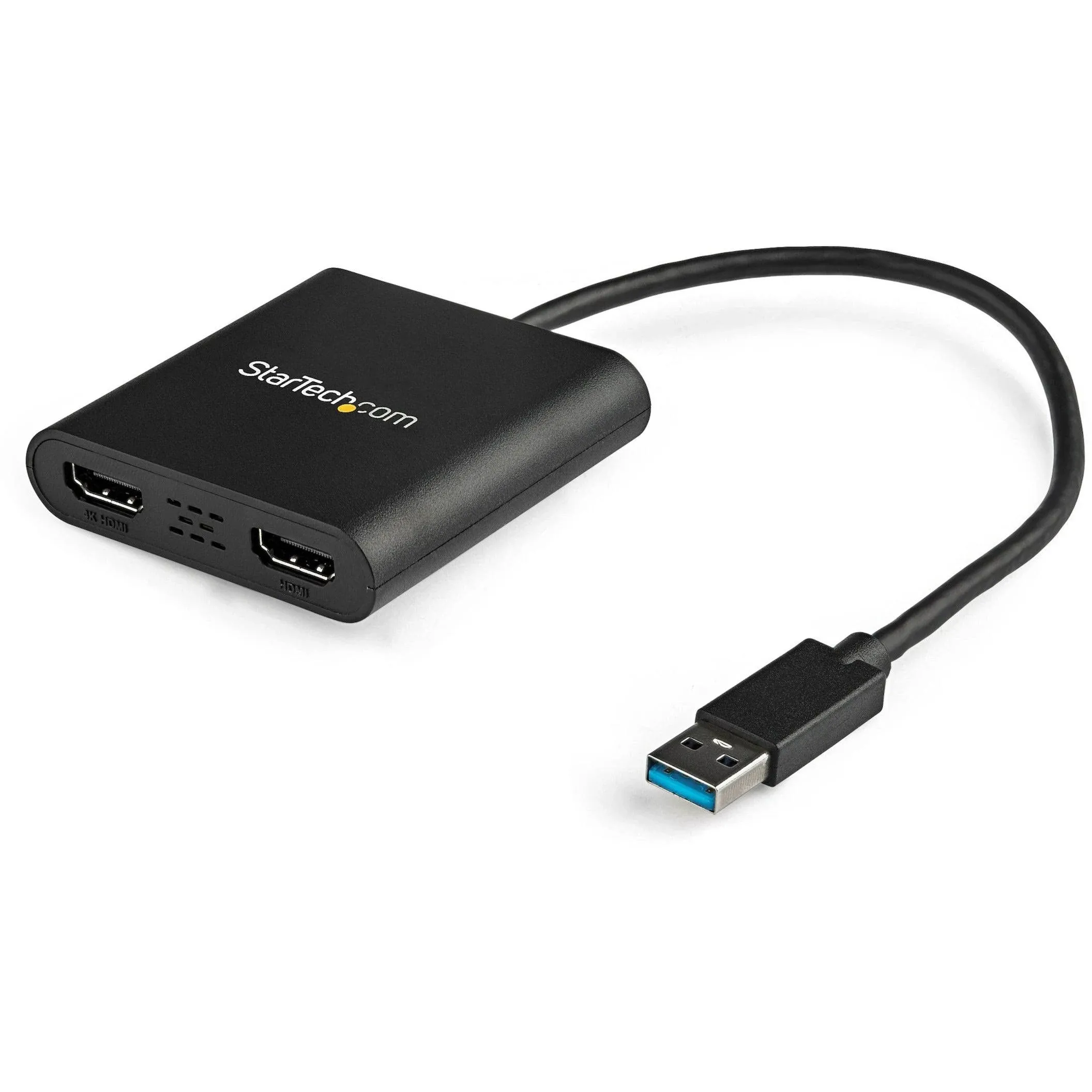 StarTech.com USB 3.0 to Dual HDMI Adapter - 1x 4K 30Hz & 1x 1080p - External Video & Graphics Card - Type-A to HDMI Dual Monitor Display Adapter - Supports Windows Only - Black (USB32HD2)